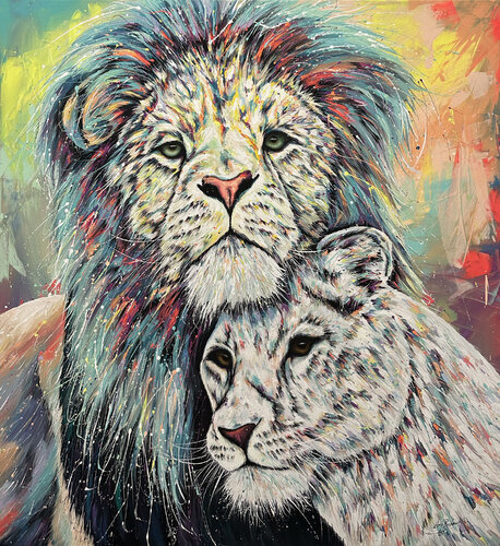 Lion the Guardian of the Queen by Hani Badawi Leo, Painting for Sale on Singulart