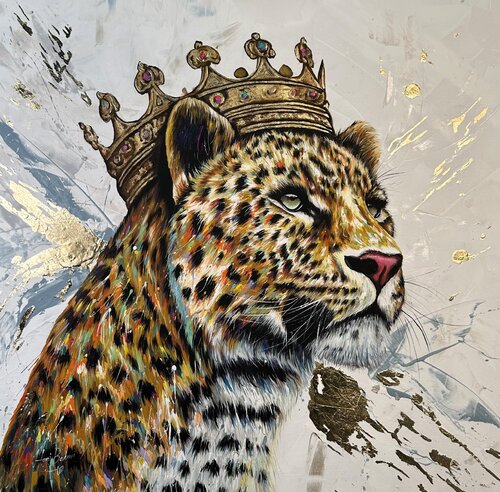 Golden Leopard King di Hani Badawi Leo, Pittura in vendita su Singulart