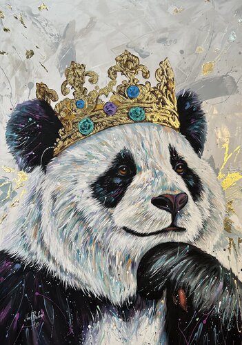 Panda Gold The King de Hani Badawi Leo, Pintura a la venta en Singulart