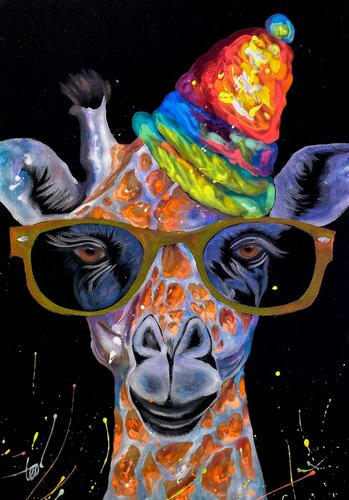 Giraffa Funky Pop Color by Hani Badawi Leo, Painting for Sale on Singulart
