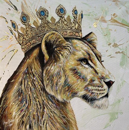 Queen Gold Lioness di Hani Badawi Leo, Pittura in vendita su Singulart