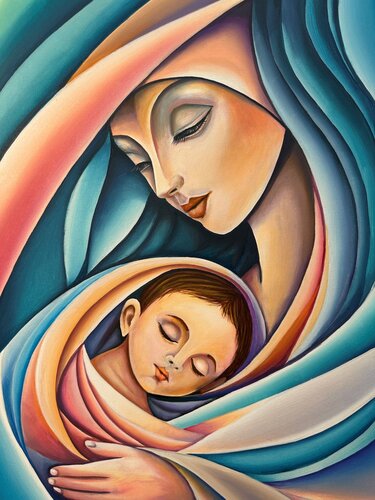 Madonna con bambino de Hani Badawi Leo, Pintura a la venta en Singulart