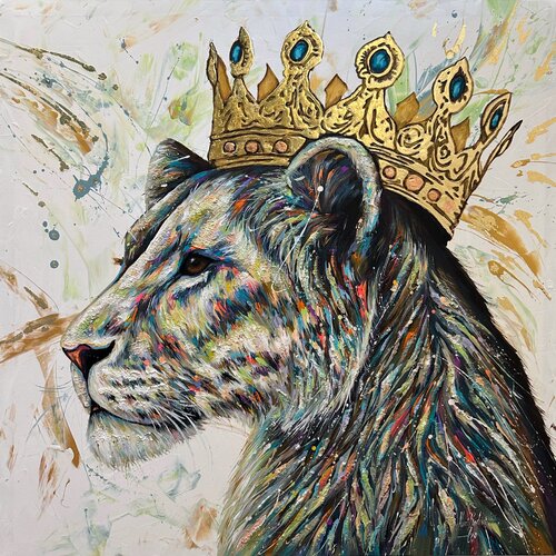 La Sovrana - Queen Lioness by Hani Badawi Leo, Painting for Sale on Singulart