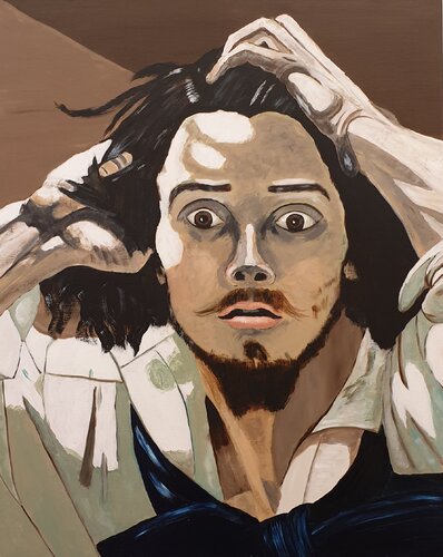 PORTRAIT GUSTAVE COURBET UND ÜBERSETZUNG van Friedhelm Wolfrat, Schilderij te koop op Singulart
