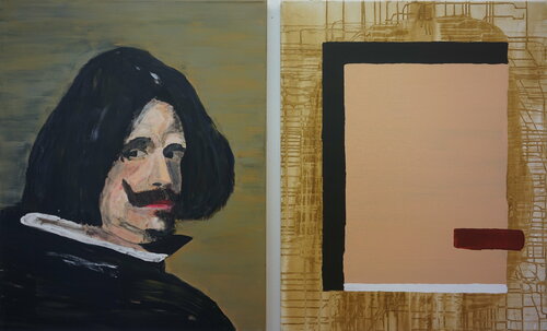 PORTRAIT VELA`ZQUEZ UND ÜBERSETZUNG de Friedhelm Wolfrat, Pintura a la venta en Singulart
