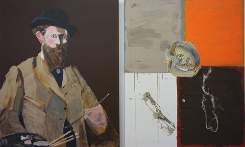 PORTRAIT EDOUARD MANET UND ÜBERSETZUNG van Friedhelm Wolfrat, Schilderij te koop op Singulart