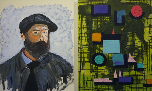 PORTRAIT MONET UND ÜBERSETZUNG van Friedhelm Wolfrat, Schilderij te koop op Singulart