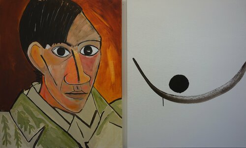 PORTRAIT PABLO PICASSO van Friedhelm Wolfrat, Schilderij te koop op Singulart