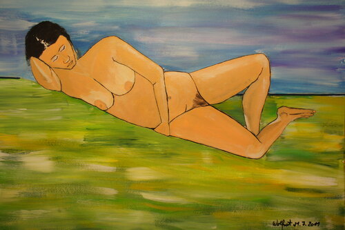 Die SCHLAFENDE van Friedhelm Wolfrat, Schilderij te koop op Singulart