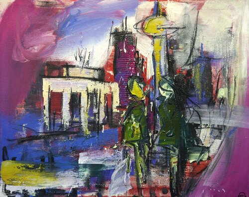 CLOUD AT SUNSET IN BERLIN di Friedhelm Wolfrat, Pittura in vendita su Singulart
