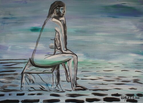 DER MANN UND DAS MEER di Friedhelm Wolfrat, Pittura in vendita su Singulart