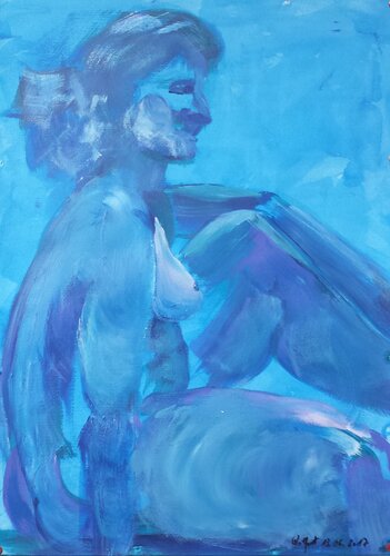 LADY IN BLUE   2017-06-13 par Friedhelm Wolfrat, Peinture en vente sur Singulart