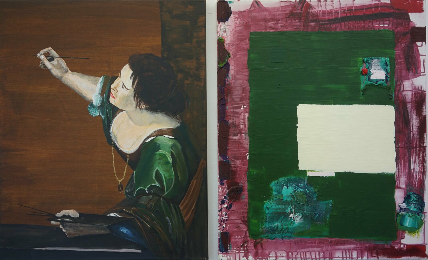 PORTRAIT ARTEMISIA GENTILESCHI UND ÜBERSETZUNG Friedhelm Wolfrat Originalgemälde zu verkaufen