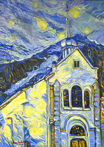 Chamonix Church van Ponditerra Nino, Schilderij te koop op Singulart