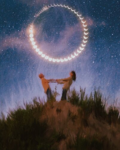 Moon circle by Giovanni Sanesi, 회화 for Sale on Singulart