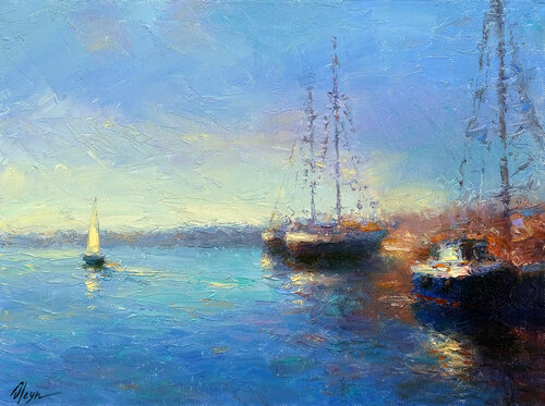 Evening sea di Dmitry Oleyn, Pittura in vendita su Singulart