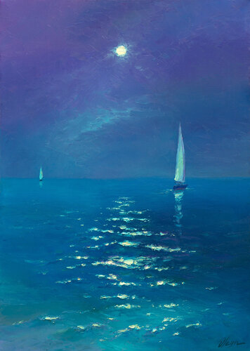 Moonlight night di Dmitry Oleyn, Pittura in vendita su Singulart
