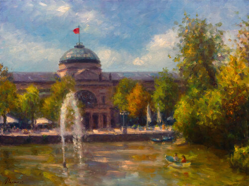 Kurhaus park in Wiesbaden by Dmitry Oleyn, 油畫 for Sale on Singulart