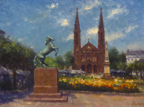 Luisenplatz Wiesbaden von Dmitry Oleyn, Malerei kaufen auf Singulart