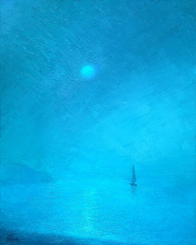 Full moon by Dmitry Oleyn, 油畫 for Sale on Singulart