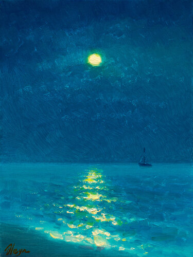 Moonlight night di Dmitry Oleyn, Pittura in vendita su Singulart