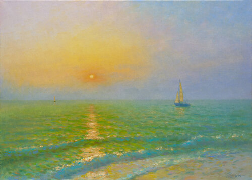 Evening sea di Dmitry Oleyn, Pittura in vendita su Singulart