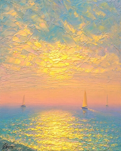 Rainbow sea par Dmitry Oleyn, Peinture en vente sur Singulart