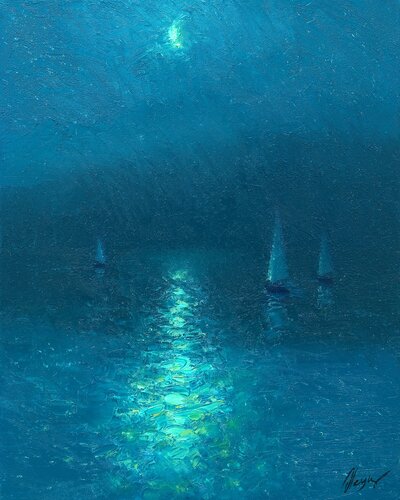 Moon river di Dmitry Oleyn, Pittura in vendita su Singulart
