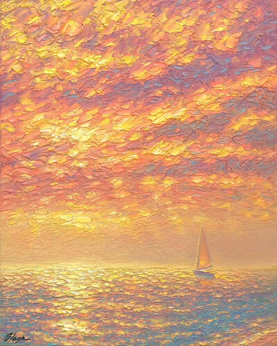 Golden evening van Dmitry Oleyn, Schilderij te koop op Singulart