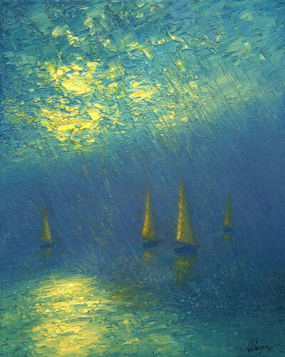 Rainy river van Dmitry Oleyn, Schilderij te koop op Singulart