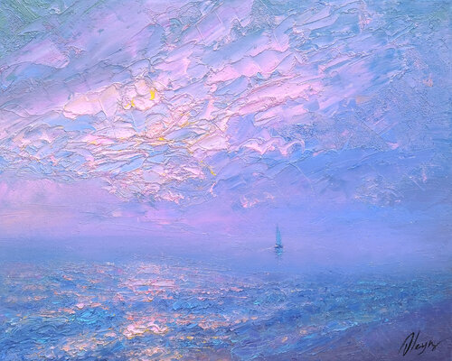 Pink sea by Dmitry Oleyn, Painting for Sale on Singulart