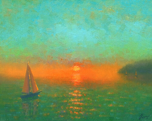 Sunset van Dmitry Oleyn, Schilderij te koop op Singulart