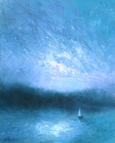Misty island di Dmitry Oleyn, Pittura in vendita su Singulart