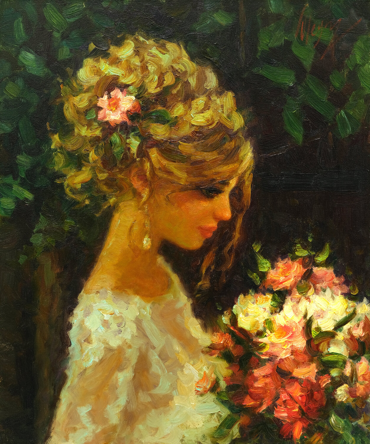 Girl and flowers Dmitry Oleyn