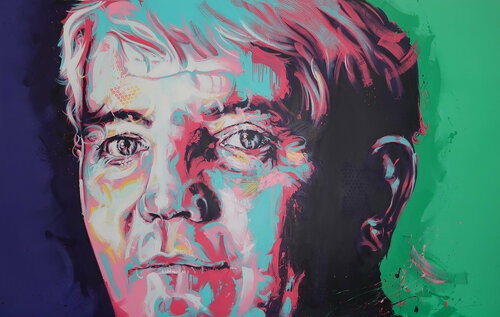 Jim Adamson NCR Dundee Mural van Michael Corr, Schilderij te koop op Singulart