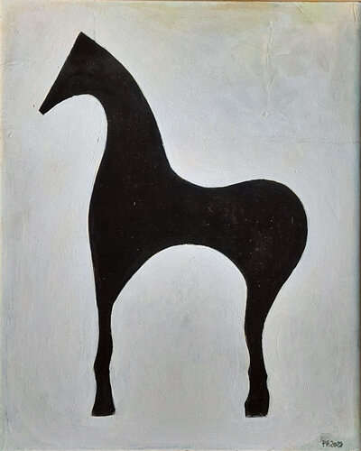 Synthetic horse VII by Paolo Rizzi (2022) : Painting Oil on Cardboard ...