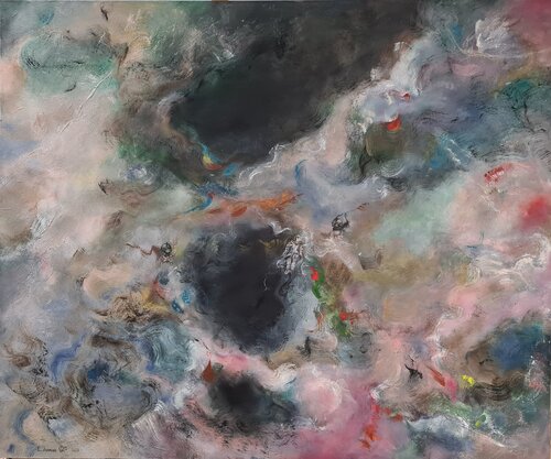 Space Angels and their Astronaut van Lena Applebaum, Schilderij te koop op Singulart