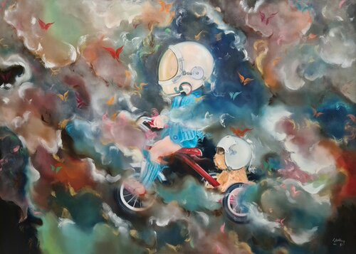 Space Travelers van Lena Applebaum, Schilderij te koop op Singulart