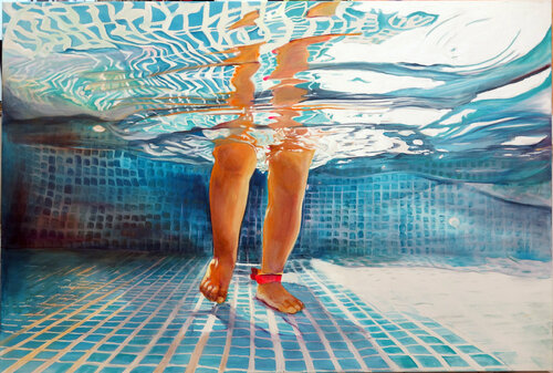 Bain estival  : premiers pas von Maude Ovize, Malerei kaufen auf Singulart