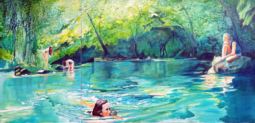 les baigneuses van Maude Ovize, Schilderij te koop op Singulart