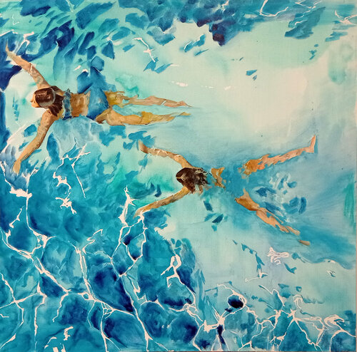 En eau turquoise van Maude Ovize, Schilderij te koop op Singulart
