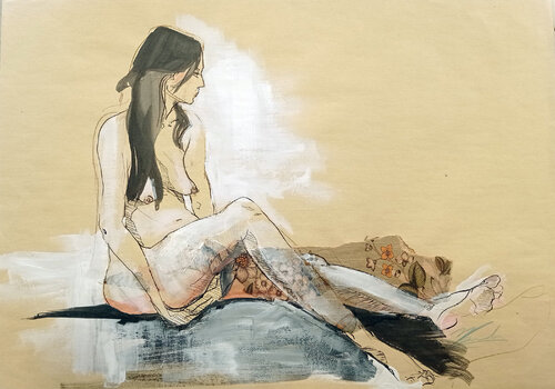Nu assise aiko by Maude Ovize, 素描 for Sale on Singulart