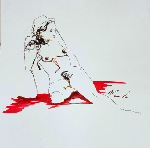 Nu assise Zora van Maude Ovize, Tekening te koop op Singulart