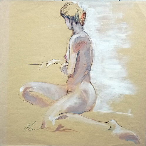 NU assise de dos van Maude Ovize, Tekening te koop op Singulart