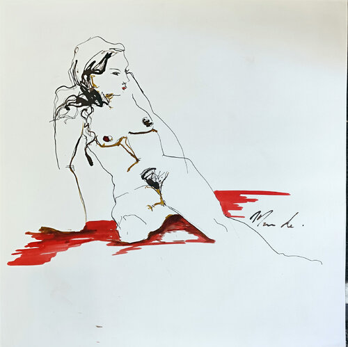 nu rouge par Maude Ovize, Dessin en vente sur Singulart