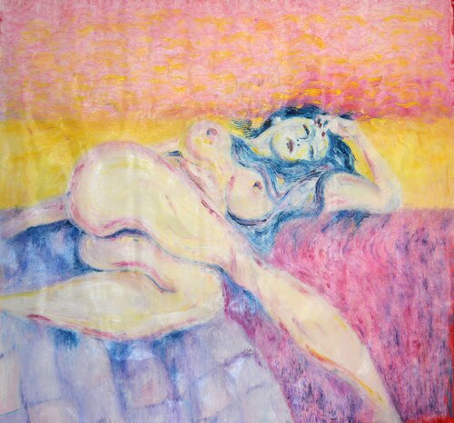 Liegende Frau van Udo von Gelden, Schilderij te koop op Singulart