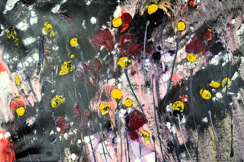 Abstrakt Farbenspiel Nachtblumen van Udo von Gelden, Schilderij te koop op Singulart