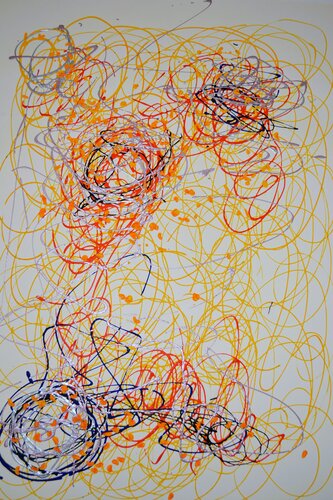 Abstrakt Farbenspiel Line van Udo von Gelden, Schilderij te koop op Singulart