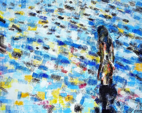 Woman in water van Udo von Gelden, Schilderij te koop op Singulart