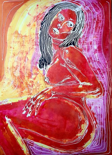 Akt Frau in Rot van Udo von Gelden, Schilderij te koop op Singulart